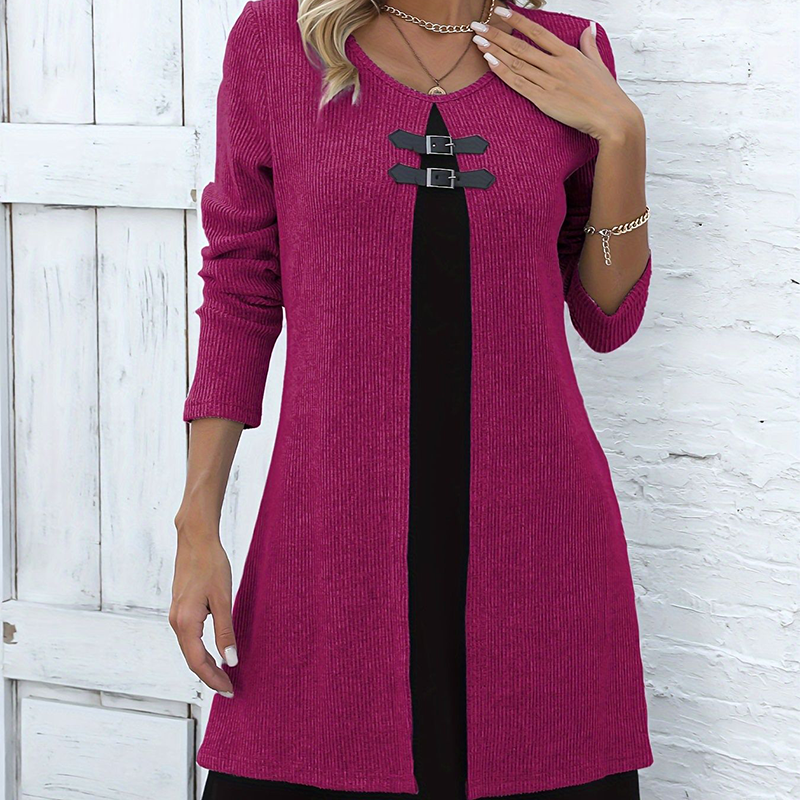 Robe deux pièces fausse A-line mi-longue pour femme