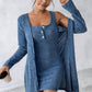 Ensemble robe moulante et cardigan en maille côtelée