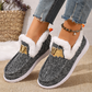 Chaussures à enfiler confortables pour femmes, doublées de fausse fourrure