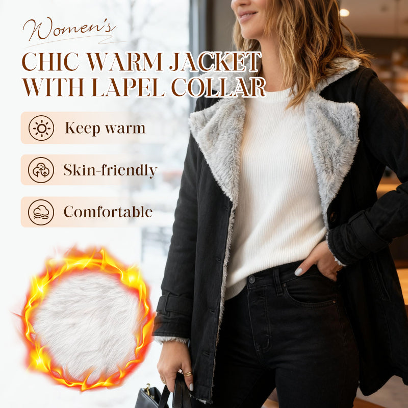 Veste chic et chaude pour femme avec col à revers