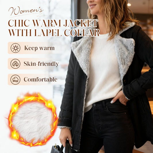 Veste chic et chaude pour femme avec col à revers