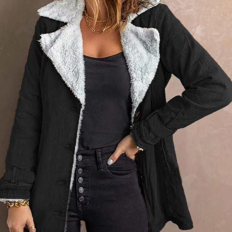 Veste chic et chaude pour femme avec col à revers