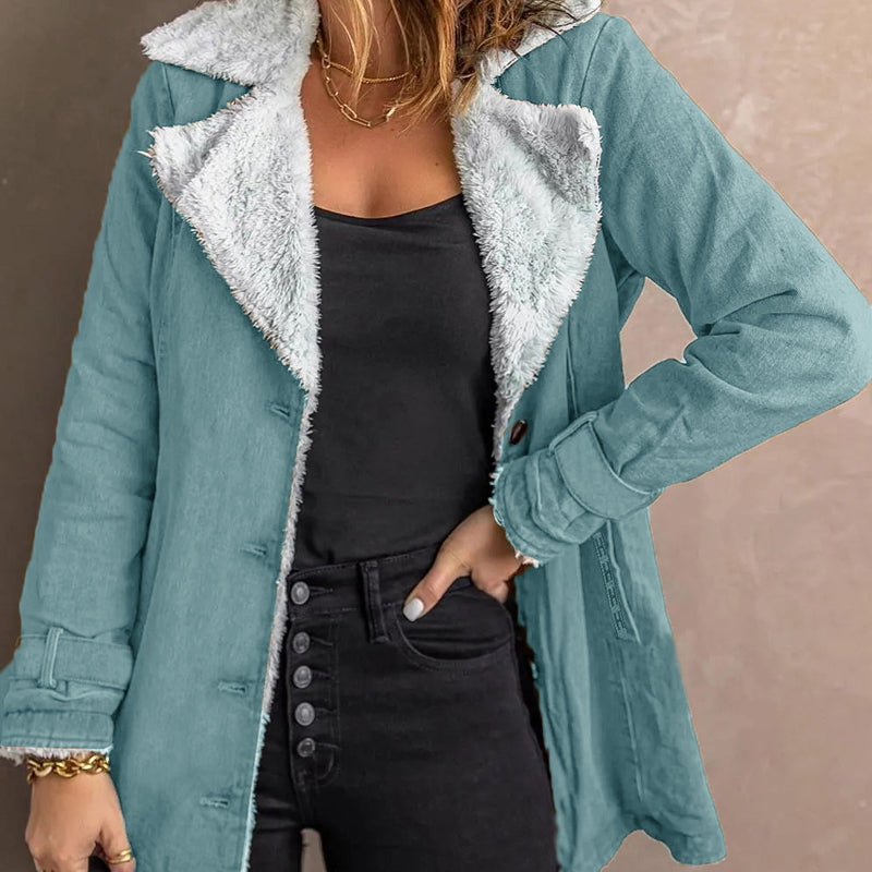 Veste chic et chaude pour femme avec col à revers