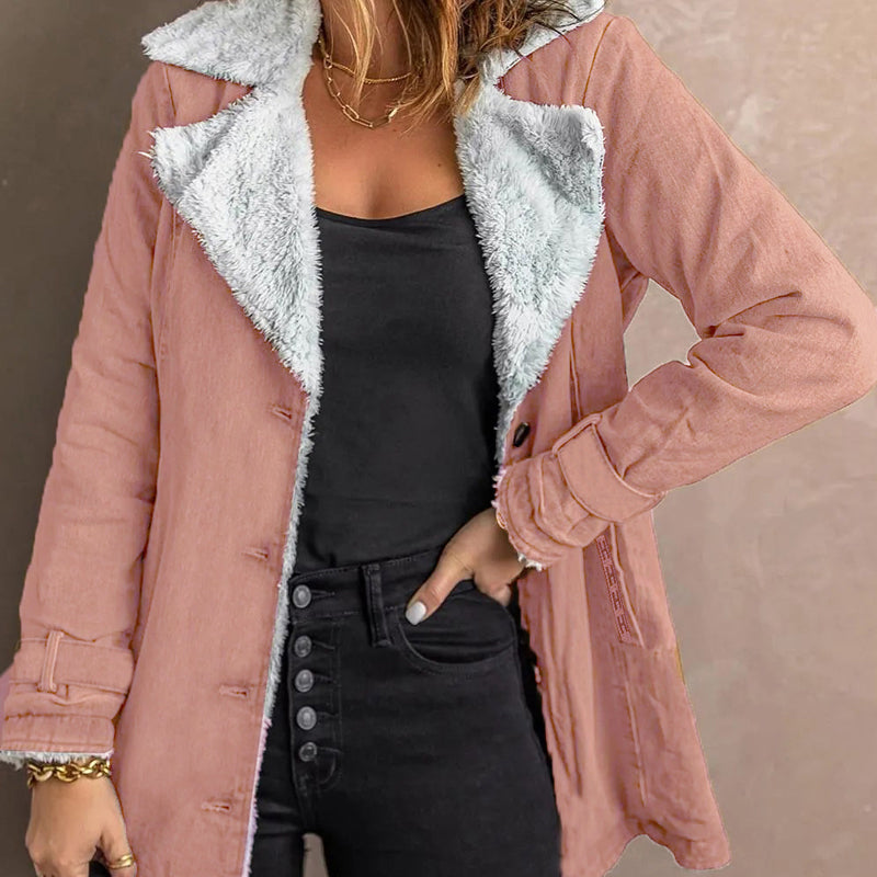 Veste chic et chaude pour femme avec col à revers