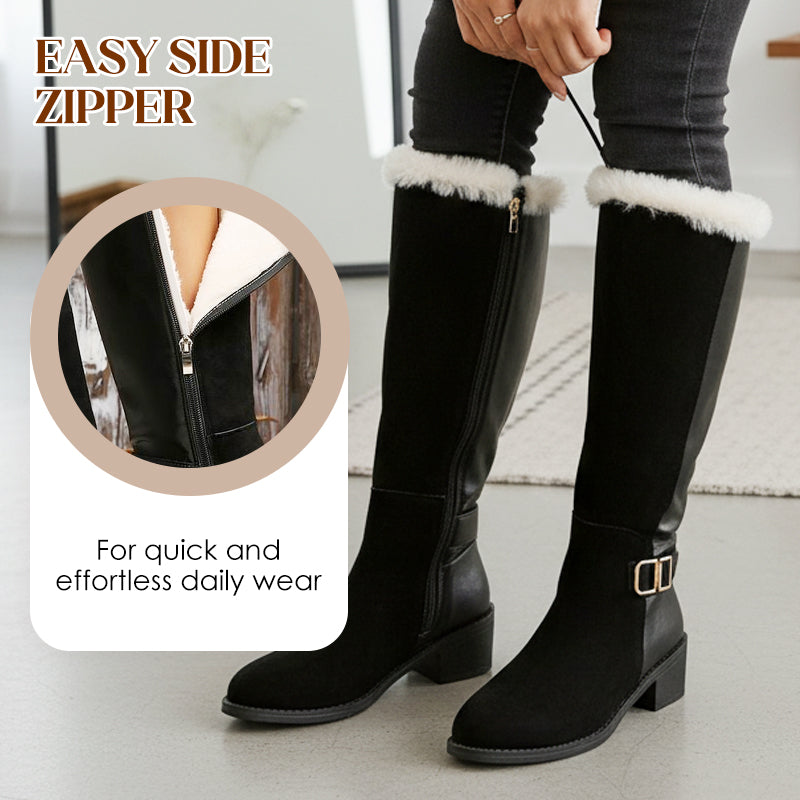 Bottes hautes chaudes doublées de peluche pour femmes