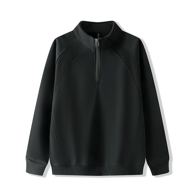Sweat-shirt à fermeture éclair quart de longueur pour hommes, grande taille