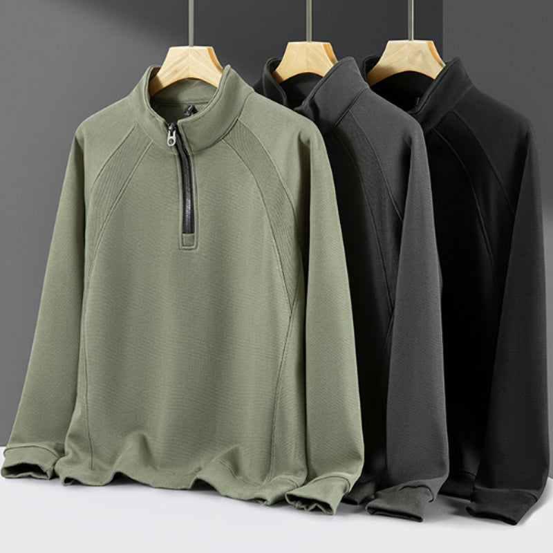 Sweat-shirt à fermeture éclair quart de longueur pour hommes, grande taille
