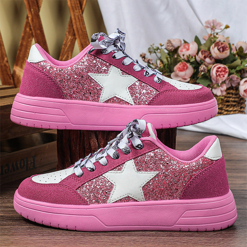 Baskets décontractées vintage à paillettes pour femmes