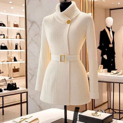 Robe-pull moulante en tricot côtelé pour femme