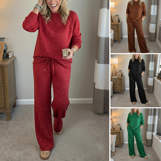 🔥Ensemble 2 pièces pour femme comprenant un pull à paillettes et un pantalon