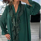 📢📢50 % de réduction !!!🎅Chemise à manches longues à col en V en mousseline et paillettes pour femmes