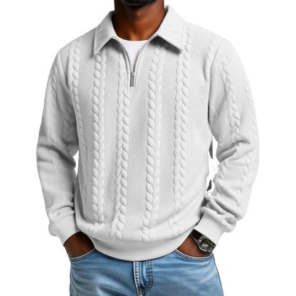 👕 60% DE RÉDUCTION! 🔥 Pull-Over Décontracté à Demi-Zip & Torsades pour Homme – Look Chic, Tissu Doux & Idéal pour la Mi-Saison 🧶