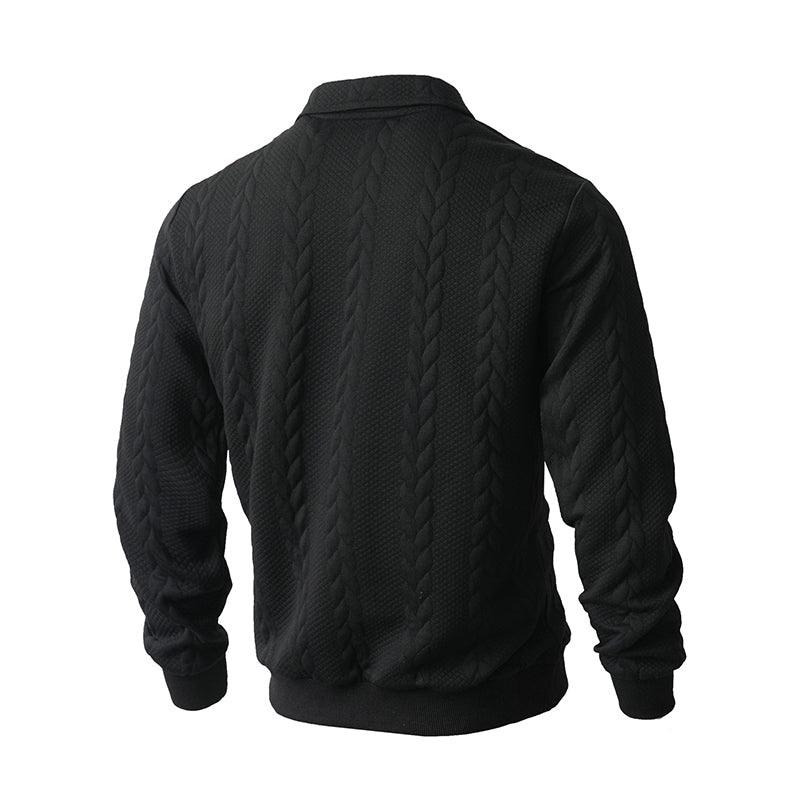 🔥Pull-over décontracté à demi-zip et à torsades pour homme