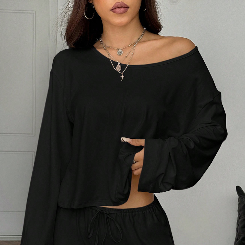 🔥Offre nouveautés - Ensemble 2 pièces pour femme composé d'un haut à épaules dénudées et d'un pantalon