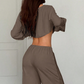 🔥Offre nouveautés - Ensemble 2 pièces pour femme composé d'un haut à épaules dénudées et d'un pantalon