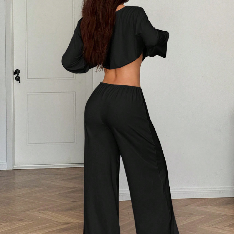 🔥Offre nouveautés - Ensemble 2 pièces pour femme composé d'un haut à épaules dénudées et d'un pantalon