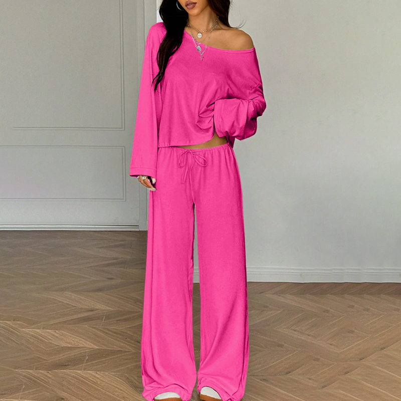 🔥Offre nouveautés - Ensemble 2 pièces pour femme composé d'un haut à épaules dénudées et d'un pantalon