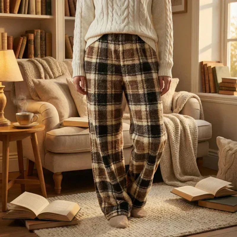 ⏳ 50% DE RÉDUCTION MAINTENANT ! 👖 Pantalon Droit Épais à Carreaux Rétro pour Femme – Coupe Classique, Tissu Doux & Confort Optimal pour Automne-Hiver 🍂
