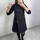 Élégante robe à manches longues et panneaux plissés