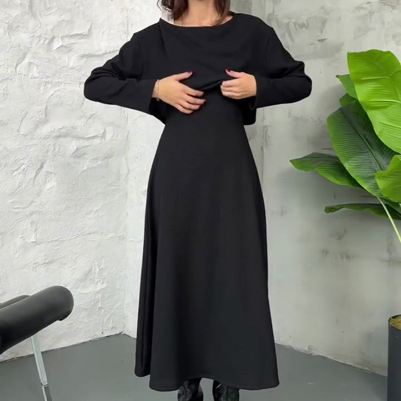 Ensemble deux pièces en maille pour femme : robe midi débardeur et crop top