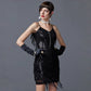 Robe de soirée à franges et paillettes pour femme