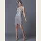 Robe de soirée à franges et paillettes pour femme
