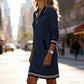 Robe à col et manches longues pour femme