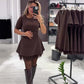 Mini-robe à manches courtes avec bordure en dentelle scintillante pour femme | Élégante et chatoyante