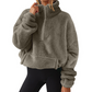 Sweat-shirt à col montant et demi-zip pour femme