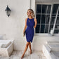 Robe de cocktail pour femme avec encolure creuse et fronces nouées torsadées