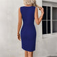 Robe de cocktail pour femme avec encolure creuse et fronces nouées torsadées