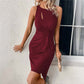 Robe de cocktail pour femme avec encolure creuse et fronces nouées torsadées