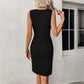 Robe de cocktail pour femme avec encolure creuse et fronces nouées torsadées