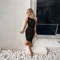 Robe de cocktail pour femme avec encolure creuse et fronces nouées torsadées