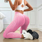 Legging taille haute à côtes et effet froncé