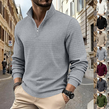 📢📢60 % de réduction !! ⏰Sweat-shirt à col zippé 1/4 pour homme, en jacquard.