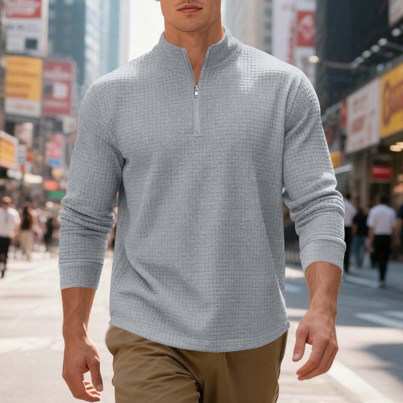 📢📢50 % de réduction !! ⏰Sweat-shirt à col zippé 1/4 pour homme, en jacquard.