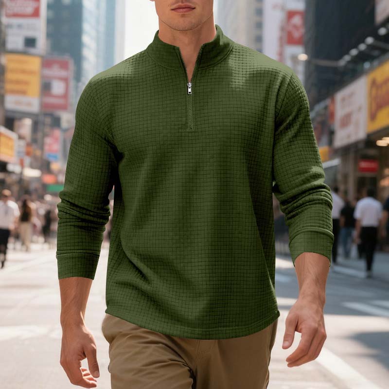 📢📢50 % de réduction !! ⏰Sweat-shirt à col zippé 1/4 pour homme, en jacquard.