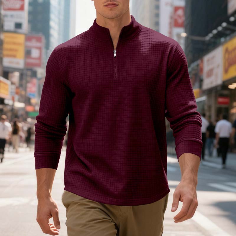📢📢50 % de réduction !! ⏰Sweat-shirt à col zippé 1/4 pour homme, en jacquard.