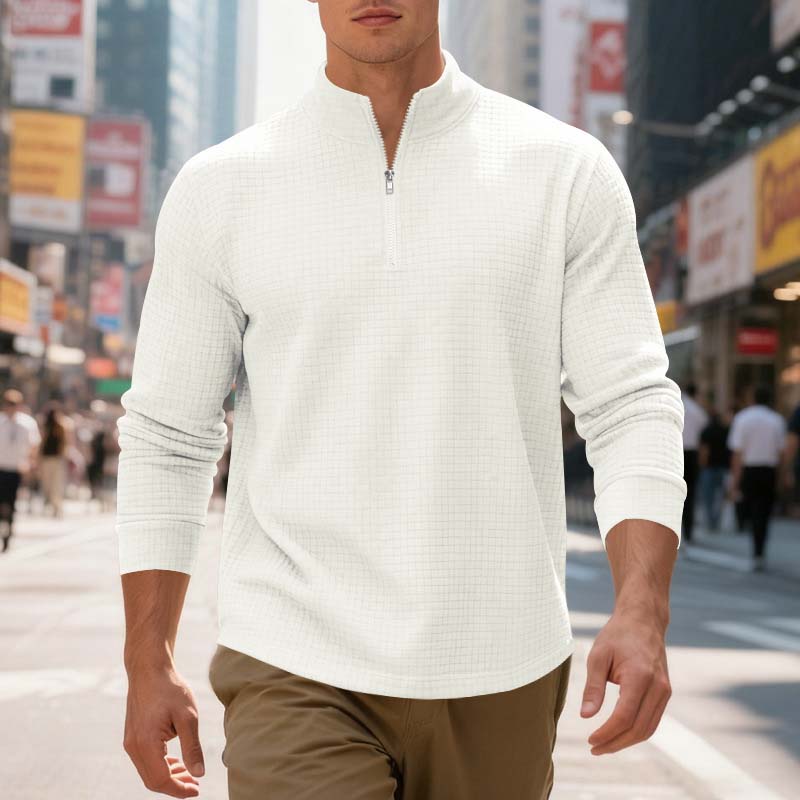 📢📢50 % de réduction !! ⏰Sweat-shirt à col zippé 1/4 pour homme, en jacquard.