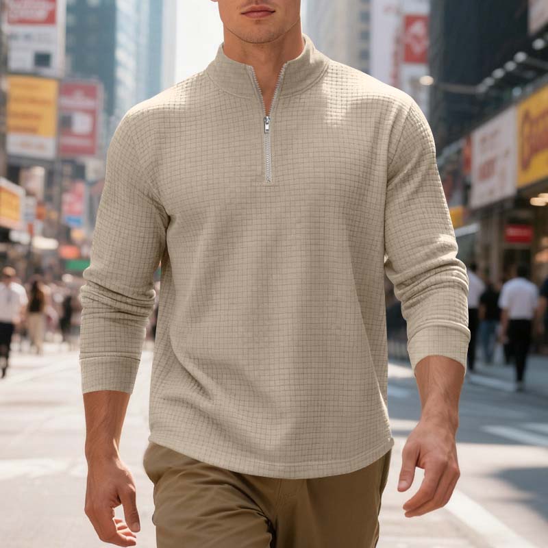 📢📢50 % de réduction !! ⏰Sweat-shirt à col zippé 1/4 pour homme, en jacquard.