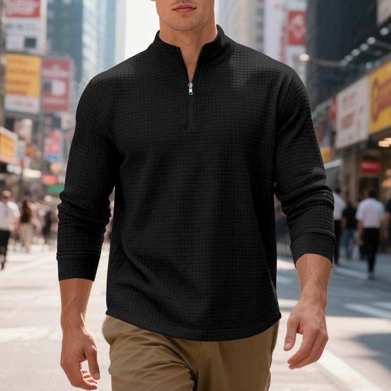📢📢50 % de réduction !! ⏰Sweat-shirt à col zippé 1/4 pour homme, en jacquard.