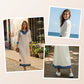 Robe mi-longue en maille patchwork denim pour femme
