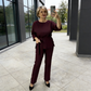 Ensemble élégant 2 pièces pour femme composé d'un haut et d'un pantalon