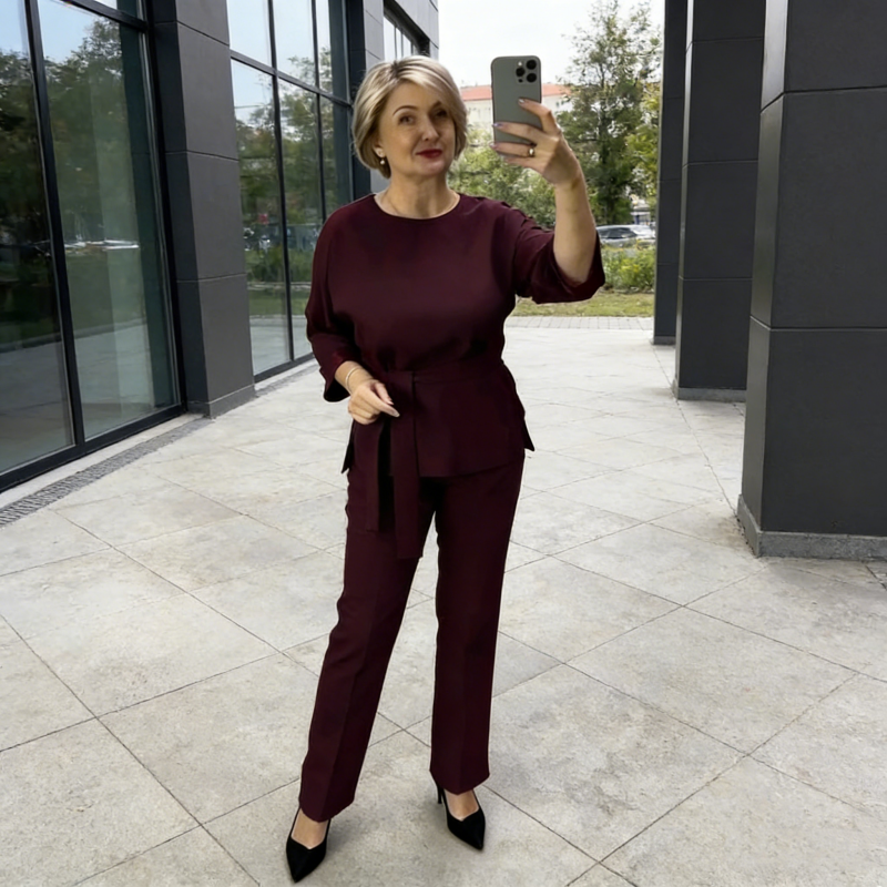 Ensemble élégant 2 pièces pour femme composé d'un haut et d'un pantalon
