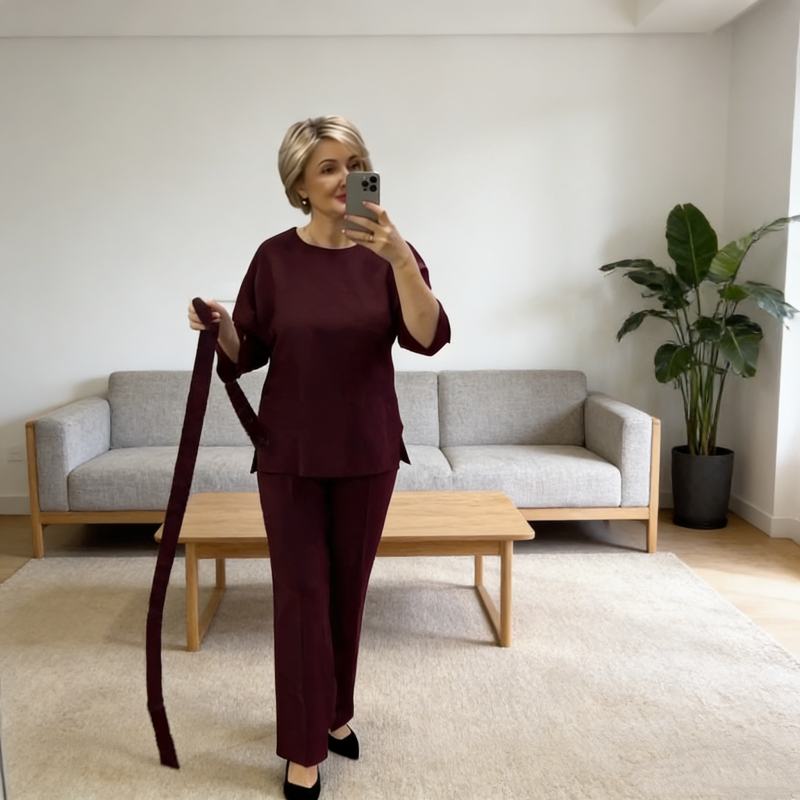Ensemble élégant 2 pièces pour femme composé d'un haut et d'un pantalon