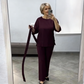 Ensemble élégant 2 pièces pour femme composé d'un haut et d'un pantalon