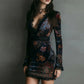 Robe moulante vintage en velours à imprimé floral