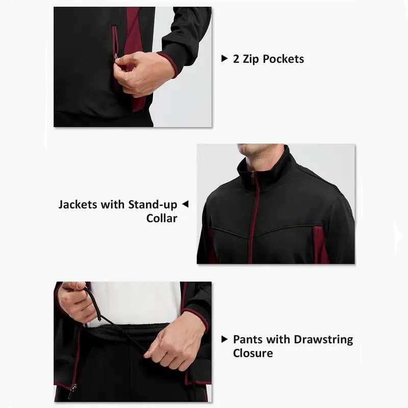 Ensemble 2 pièces veste et pantalon de course à fermeture éclair intégrale pour homme