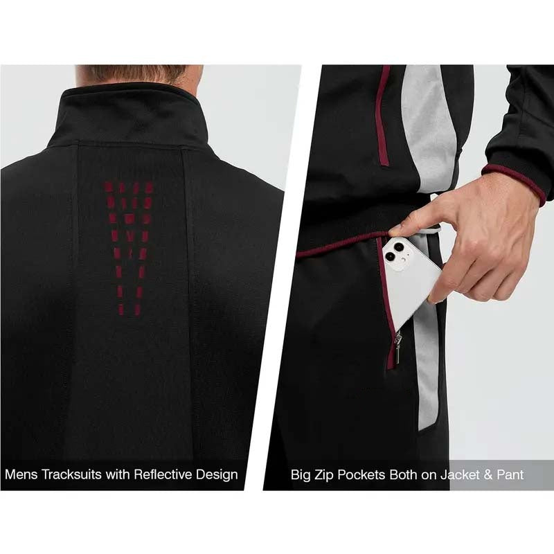 Ensemble 2 pièces veste et pantalon de course à fermeture éclair intégrale pour homme